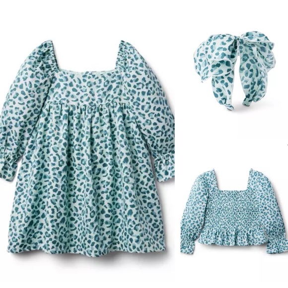 Janie & Jack Leopard Top, Dress & Headband Set